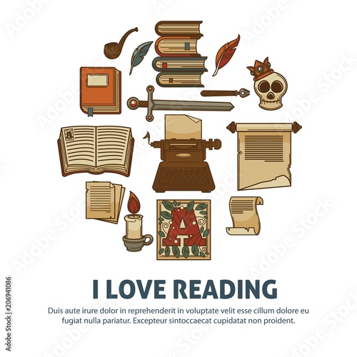 I love reading poster of literature vintage books