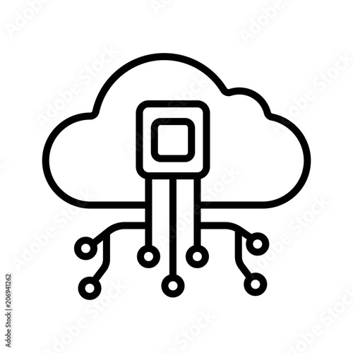 Icon of microchip in cloud