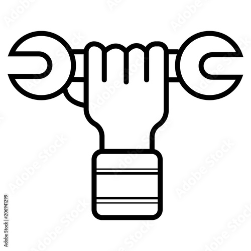 12.wrench in hand, isolated icon on white background, auto service, car repair
