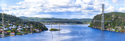 Suspension bridge in Norway. photo