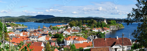 Old town of Brevik village in Norway.