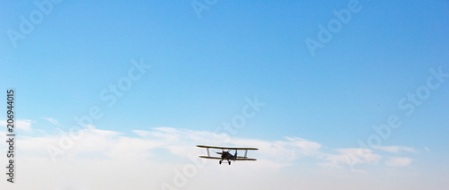 Day of the Air Fleet. Biplane in the sky, in the air