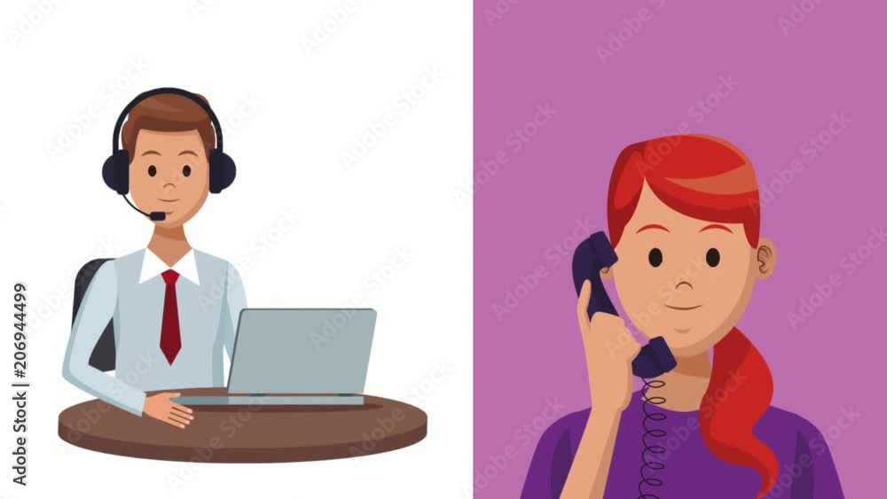 Woman calling to call center from telephone High Definition colorful animation scenes Woman calling to call center from telephone High Definition colorful animation scenes