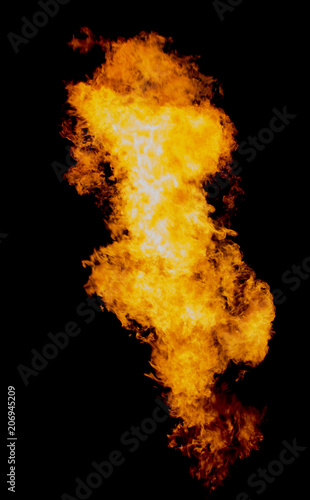 Isolated flame stream goes from gas burner © Yuriy