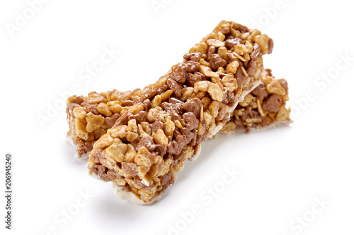 Energy cereal bar isolated on white background