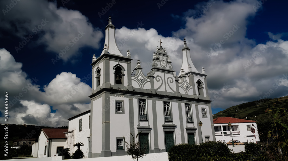 Fototapeta premium Exterior view to Church of Nossa Senhora da Graca, horta, faial , Portugal