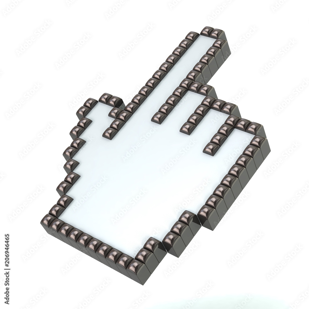 Hand mouse cursor 3d illustration on white background