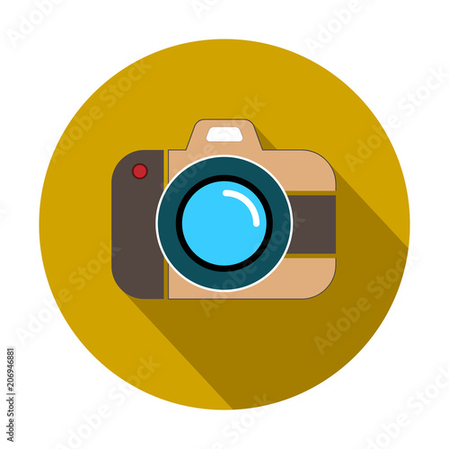 Camera Icon in trendy flat style isolated on dark yellow background. Camera symbol for your web site design, logo, app, UI. Vector illustration