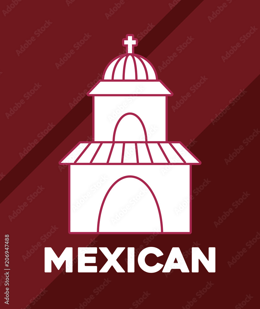 church icon over red background, colorful design. vector illustration