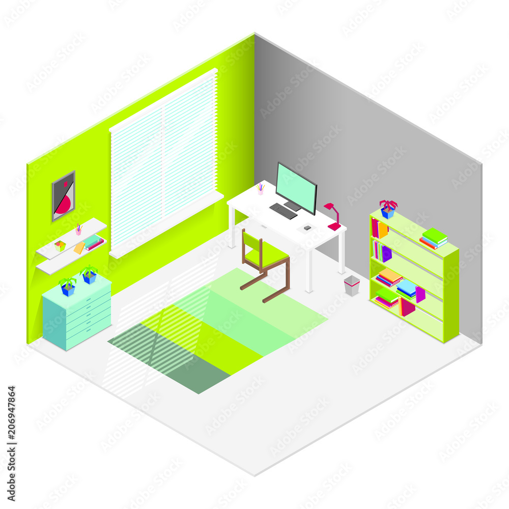 Isometric Freelancer Workspace Concept