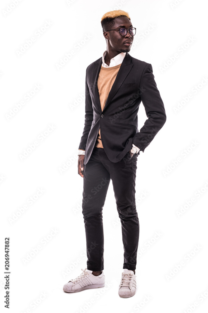 Handsome afro american business man full lenght isolated on white background Handsome afro american business man full lenght isolated on white background