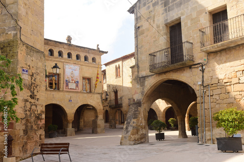 Esglesia square in Horta de Sant Joan,Terra Alta, Tarragona province, Catalonia,Spain photo