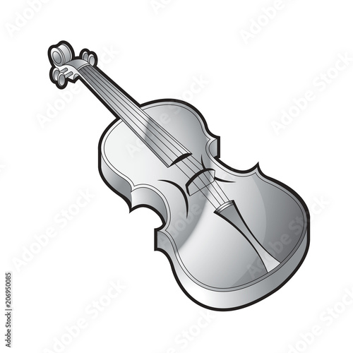 isolated silver color violin vector drawing