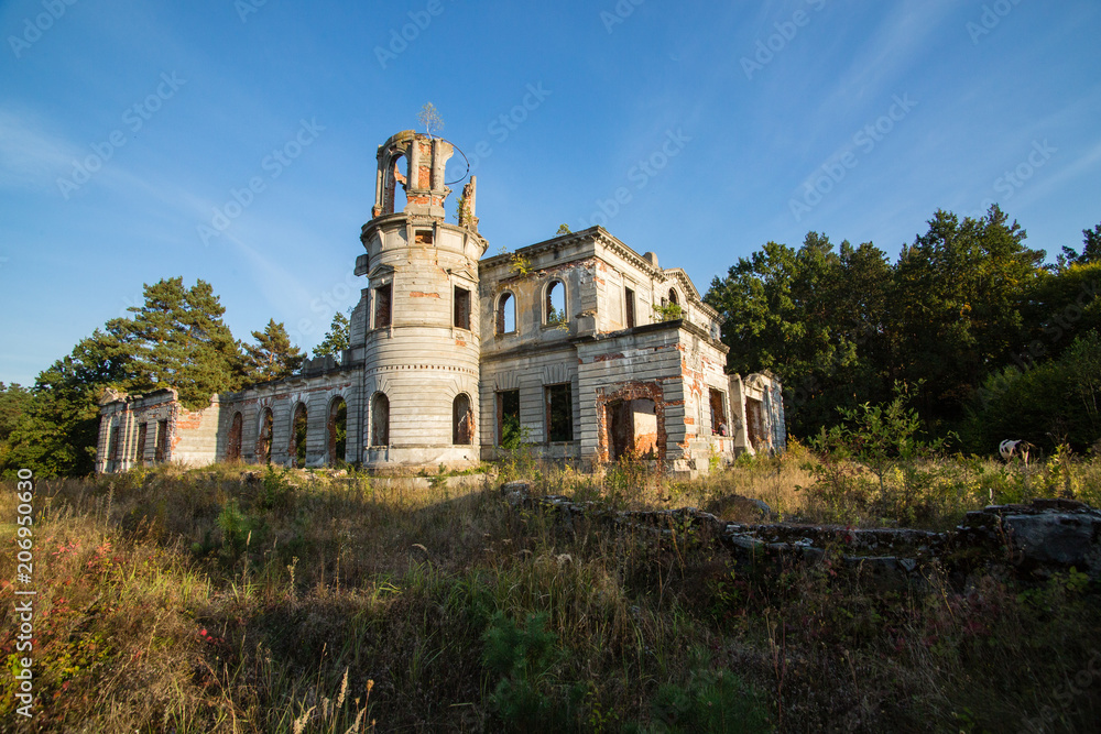 Ruins of an ancient castle Tereshchenko Grod in Zhitomir, Ukraine. Palace of 19th century