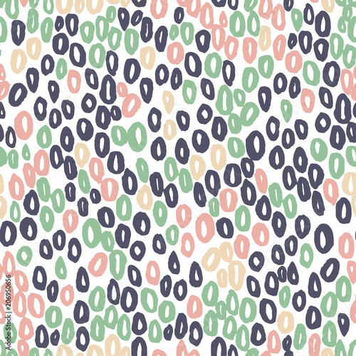Seamless vector abstract pattern with rounds on white for textile, fabric, craft, mugs,