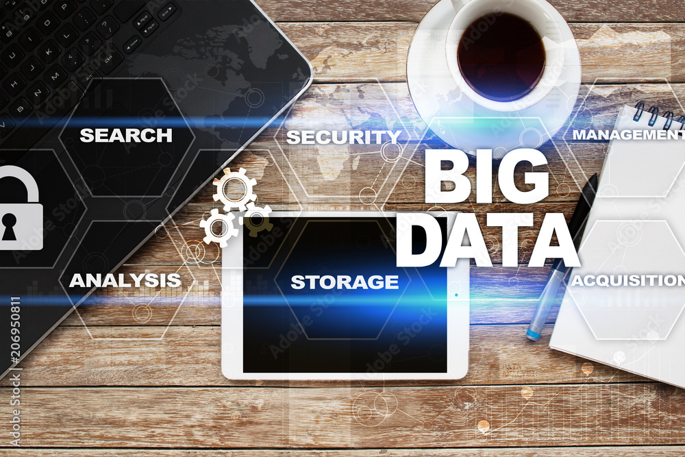 Big data technology and internet concept on the virtual screen. Big data technology and internet concept on the virtual screen.
