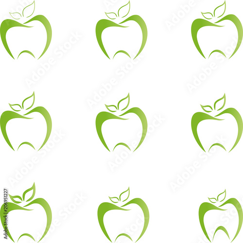 Zahn, Apfel, Zahnpflege, Frucht, Sammlung, Logo