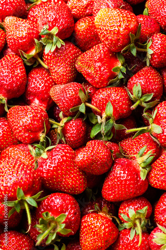 Stack of many fresh strawberries