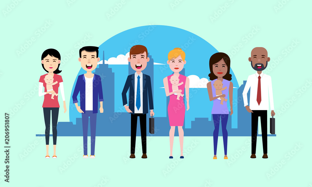 Young people and working adults the different nationalities in the big city. Young people and working adults the different nationalities in the big city.