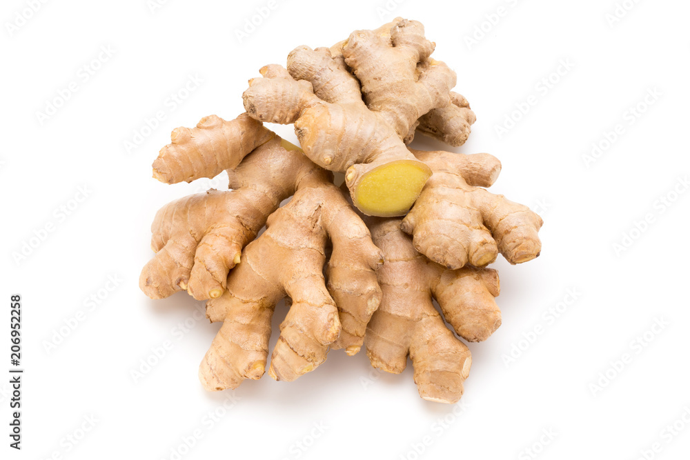 Fototapeta premium Ginger bio and lemon on white background.