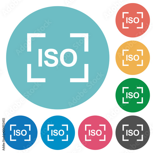 Camera iso speed setting flat round icons