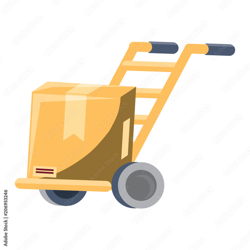 handcart with carton box over white background, colorful design. vector illustration handcart with carton box over white background, colorful design. vector illustration