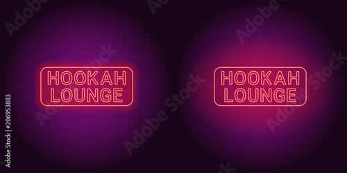 Neon icon of red Hookah Lounge inscription