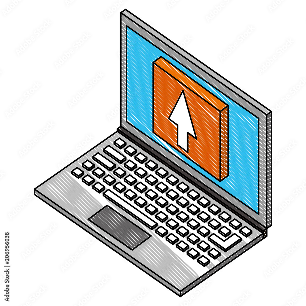 laptop computer with button arrow up isometric icon vector illustration design laptop computer with button arrow up isometric icon vector illustration design