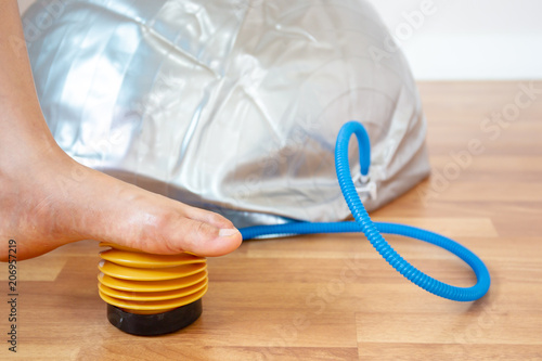 Simple universal plastic air pumper kit close up.