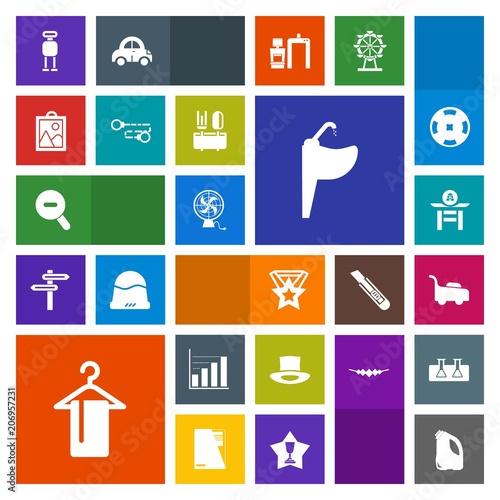 Modern, simple, colorful vector icon set with air, grass, can, image, sign, london, cyborg, drum, bathroom, android, japan, wheel, sink, garden, web, faucet, medal, hat, taiko, chain, robot, fan icons