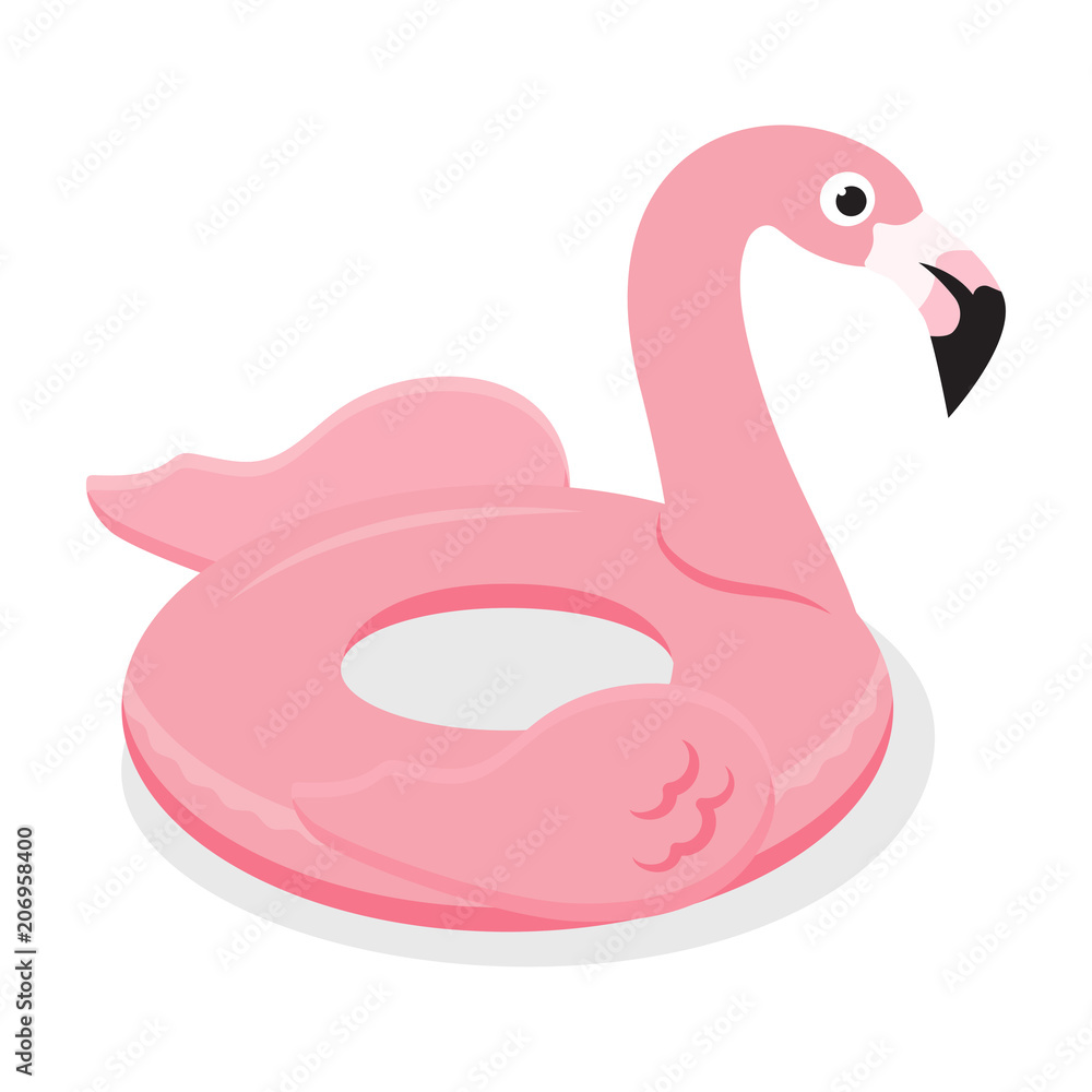 Naklejka premium Nadmuchiwane gumowe kółko w kształcie różowego flaminga