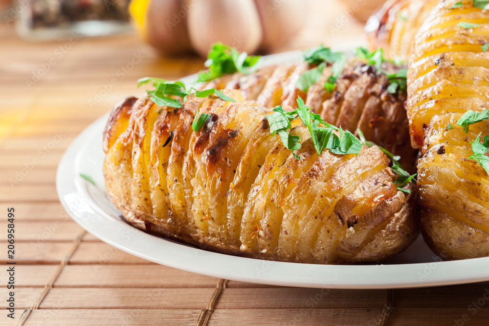 Baked potatoes with cheese and herbs Baked potatoes with cheese and herbs