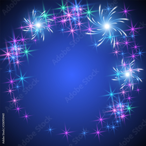 Salute and firework with sparkle stars