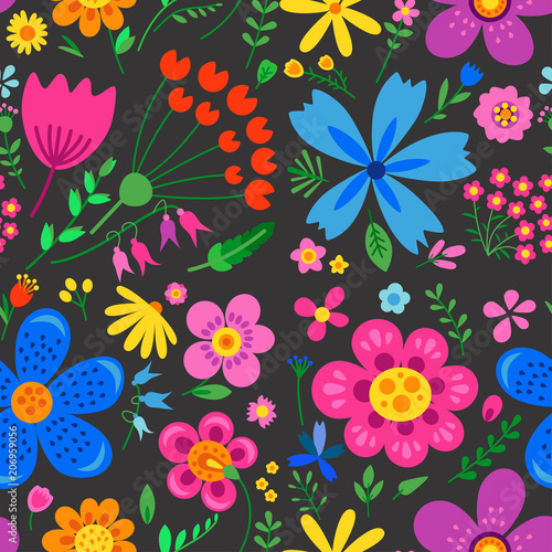 Amazing floral vector seamless pattern