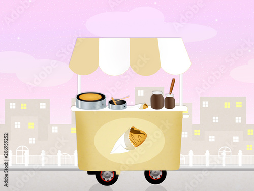 Fotografie illustration of creperie cart