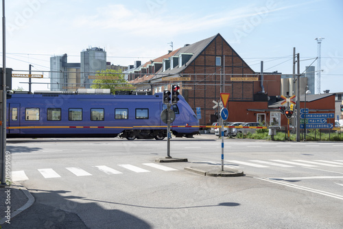 Train grade crossing in Ystad Sweden