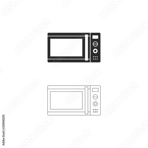 line&black microwave vector icon.