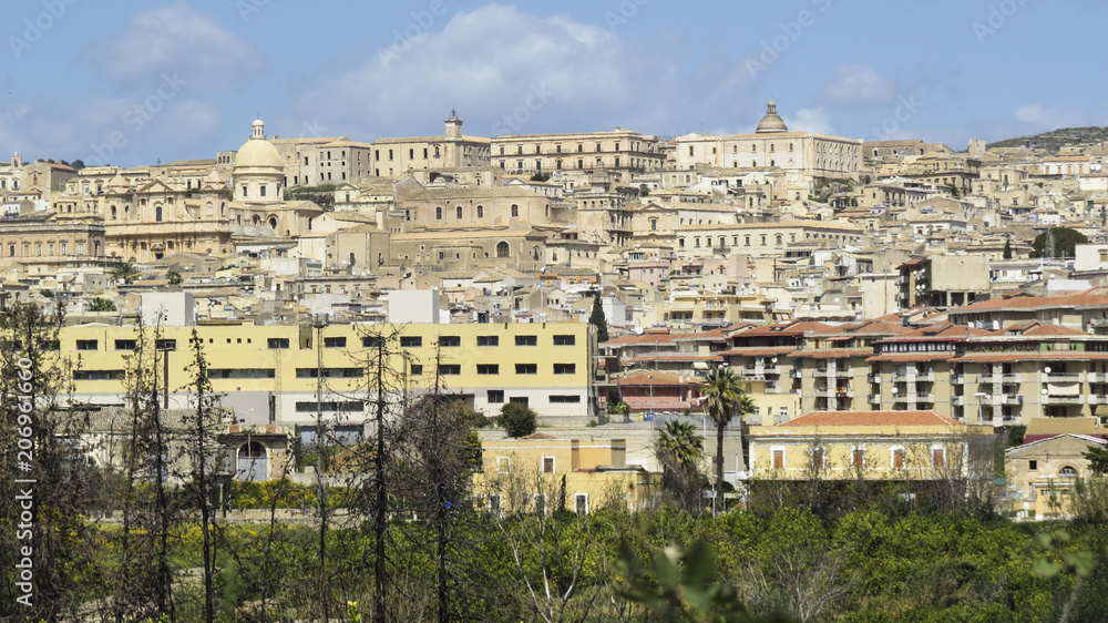 View of the baroque town of  Modica in the province of Ragusa in Sicily