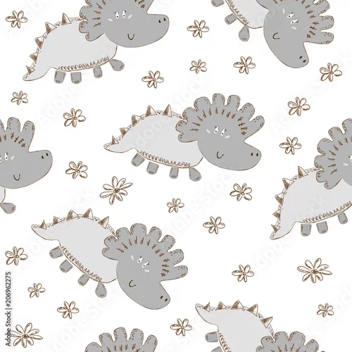 Tapety Ładny wzór z zabawnymi dinozaurami. ilustracji wektorowych.