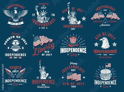 Set of 4th july emblem