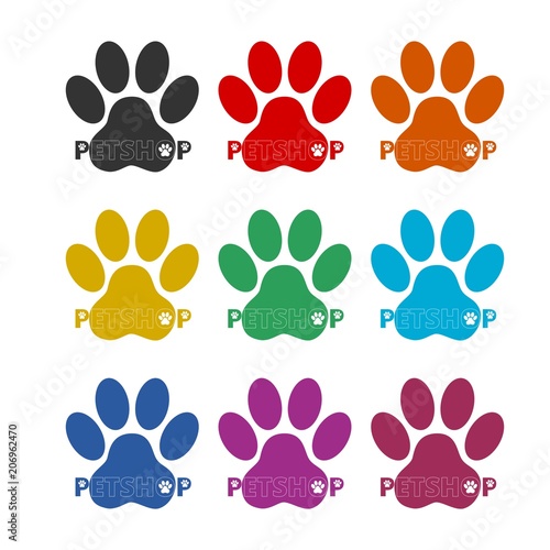 Pet shop icon, Veterinary Care, color icons set