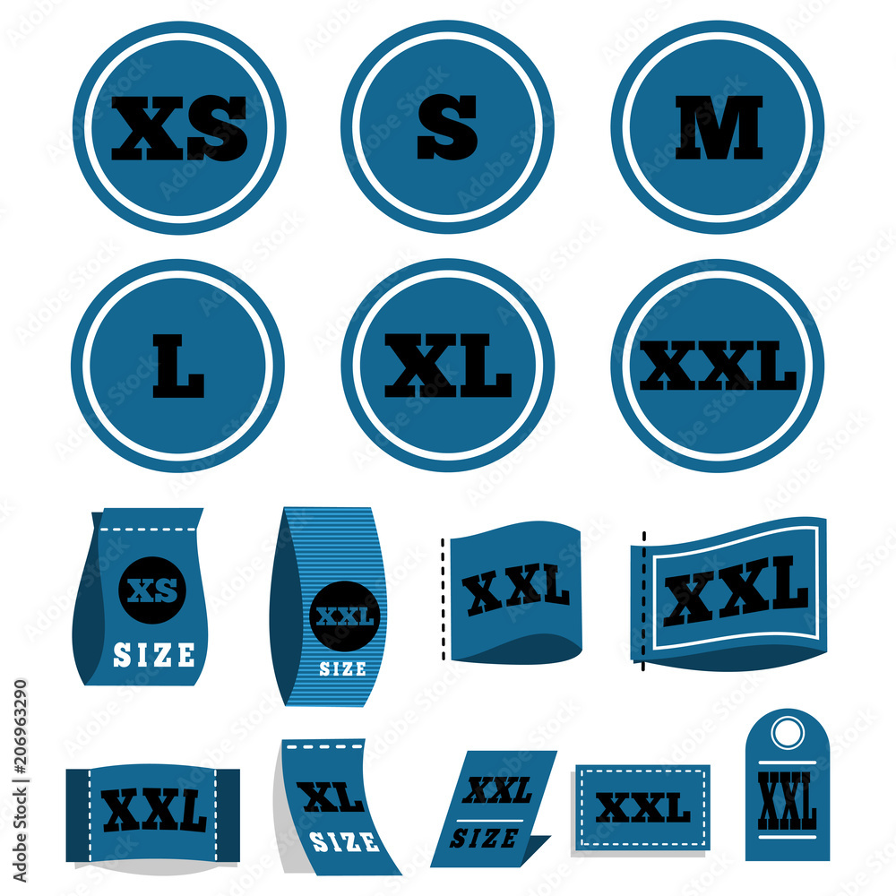 Premium Vector  Tshirt size icon set size xs s m l xl xxl illustration  symbol sign clothing vector