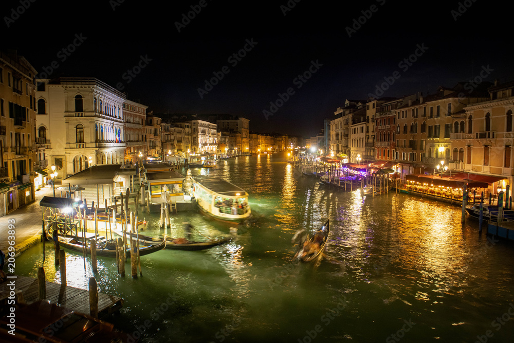 The view up Venice's Grand Canal at Night