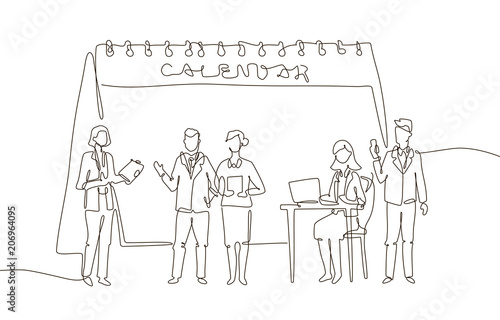Business meeting - one line design style illustration