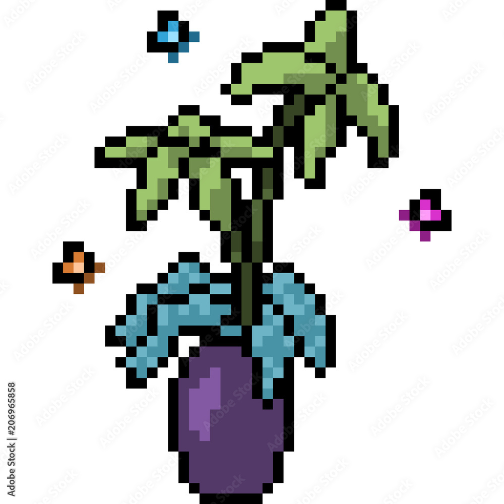 vector pixel art plant vase vector pixel art plant vase