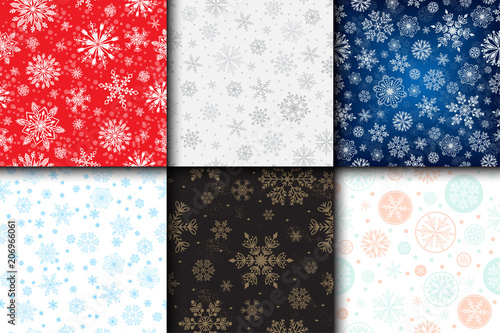 Snowflake vector seamless pattern weather traditional winter december wrappin...