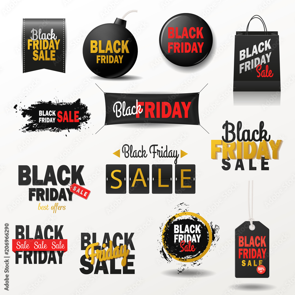 Black friday sale banner vector shopping offer for nighttime season winter sale poster stickers advert illustration