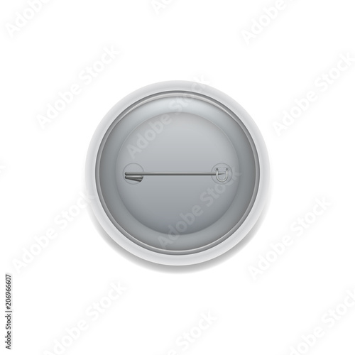 Flat style of badge pin on back side isolated on white. 