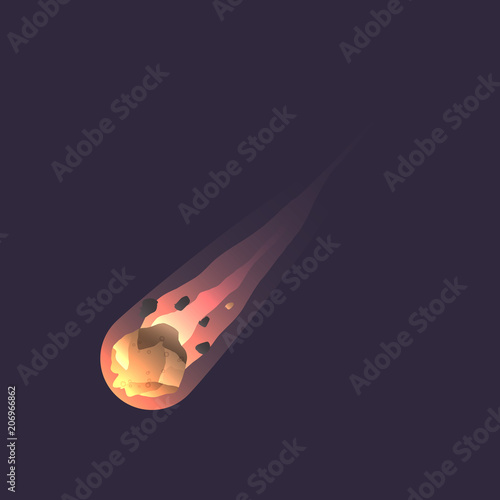 Big asteroid in deep space icon. Solar system isolated element, cosmic symbol, astronomy educational vector illustration.