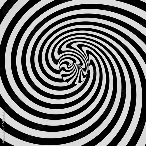 Pattern with optical illusion. Black and white background. Vector illustration.